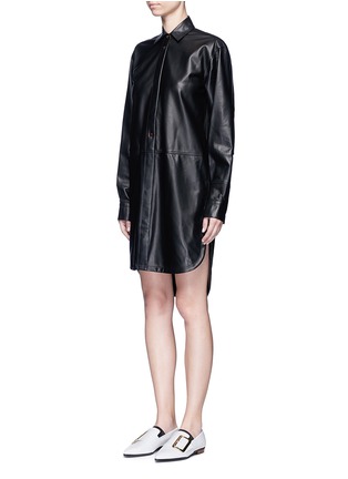 Front View - Click To Enlarge - HELMUT LANG - Lambskin leather shirt dress