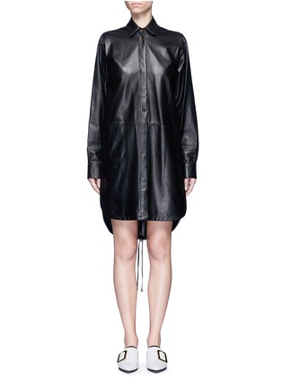 Main View - Click To Enlarge - HELMUT LANG - Lambskin leather shirt dress