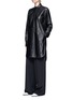 Figure View - Click To Enlarge - HELMUT LANG - Lambskin leather shirt dress