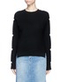 Main View - Click To Enlarge - HELMUT LANG - Split sleeve cotton-cashmere rib knit sweater