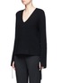 Front View - Click To Enlarge - HELMUT LANG - Lace up sleeve wool-cashmere sweater