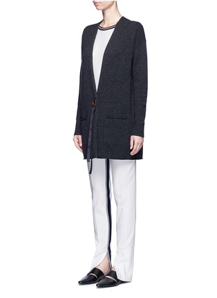 Front View - Click To Enlarge - HELMUT LANG - Button ribbon wool-cashmere cardigan