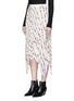 Front View - Click To Enlarge - HELMUT LANG - Ribbon print pleated silk handkerchief skirt