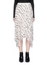 Main View - Click To Enlarge - HELMUT LANG - Ribbon print pleated silk handkerchief skirt