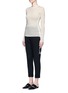 Front View - Click To Enlarge - HELMUT LANG - Ribbon ruched side wool jersey top