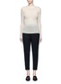 Main View - Click To Enlarge - HELMUT LANG - Ribbon ruched side wool jersey top