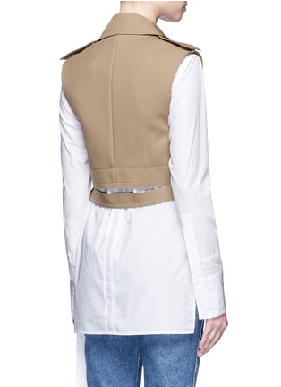 Back View - Click To Enlarge - HELMUT LANG - Cropped bonded wool twill trench vest
