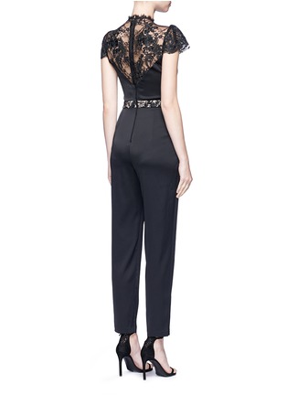 Back View - Click To Enlarge - ALICE & OLIVIA - 'Rosalia' lace panel sateen jumpsuit