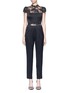 Main View - Click To Enlarge - ALICE & OLIVIA - 'Rosalia' lace panel sateen jumpsuit