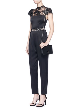 Figure View - Click To Enlarge - ALICE & OLIVIA - 'Rosalia' lace panel sateen jumpsuit