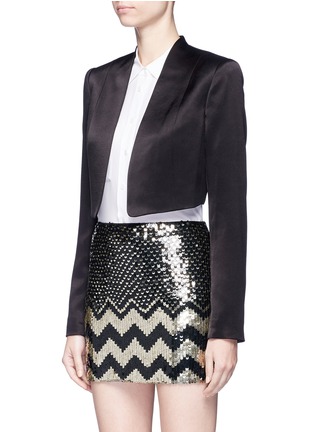 Front View - Click To Enlarge - ALICE & OLIVIA - 'Londyn' open front cropped satin jacket