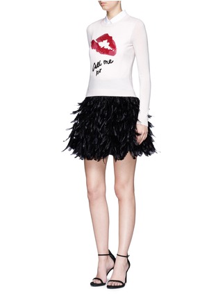 Figure View - Click To Enlarge - ALICE & OLIVIA - 'Cina' feather flared mini skirt