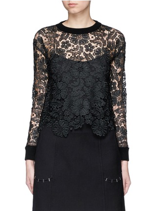 Main View - Click To Enlarge - ALICE & OLIVIA - 'Jesse' floral guipure lace wool sweater