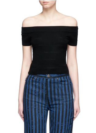 Main View - Click To Enlarge - ALICE & OLIVIA - 'Livia' wool blend off-shoulder top