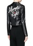 Back View - Click To Enlarge - ALICE & OLIVIA - 'Gamma' slogan embroidered leather biker jacket