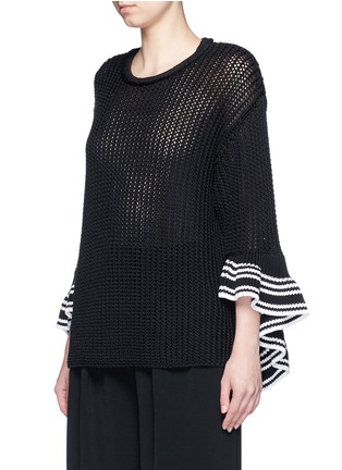 Front View - Click To Enlarge - 3.1 PHILLIP LIM - Cascading ruffle open net stitch sweater