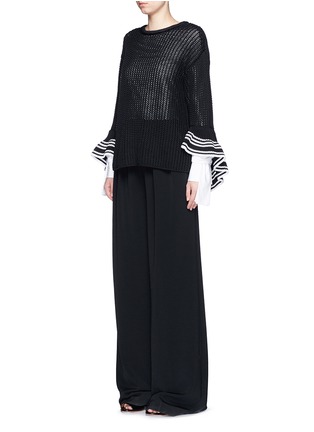 Figure View - Click To Enlarge - 3.1 PHILLIP LIM - Cascading ruffle open net stitch sweater