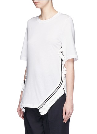 Front View - Click To Enlarge - 3.1 PHILLIP LIM - Stripe ruffle trim jersey T-shirt