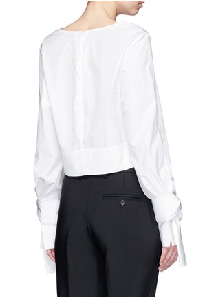 Back View - Click To Enlarge - 3.1 PHILLIP LIM - Tie cuff cotton poplin cropped top
