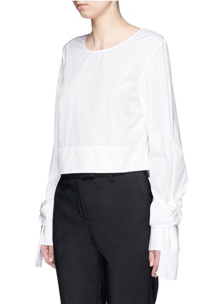 Front View - Click To Enlarge - 3.1 PHILLIP LIM - Tie cuff cotton poplin cropped top