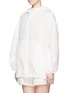 Front View - Click To Enlarge - 3.1 PHILLIP LIM - Iris embroidery gazar hooded zip-up jacket