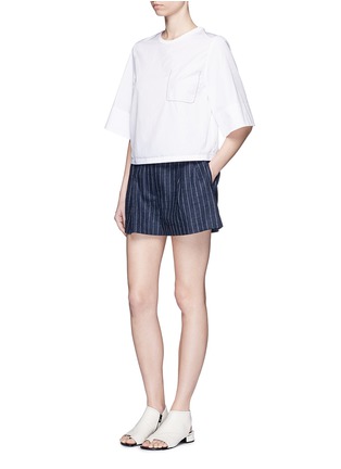 Figure View - Click To Enlarge - 3.1 PHILLIP LIM - Pinstripe linen utility bloomer shorts