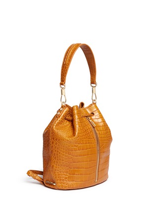 Front View - Click To Enlarge - ELIZABETH AND JAMES - 'Cynnie Sling' croc effect leather bucket bag