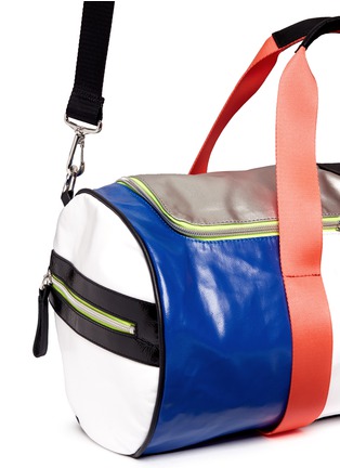 Detail View - Click To Enlarge - MONREAL - 'Warrior' colourblock leather barrel bag