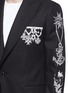 Detail View - Click To Enlarge - ALEXANDER MCQUEEN - Tattoo embroidery peak lapel cavalry twill blazer