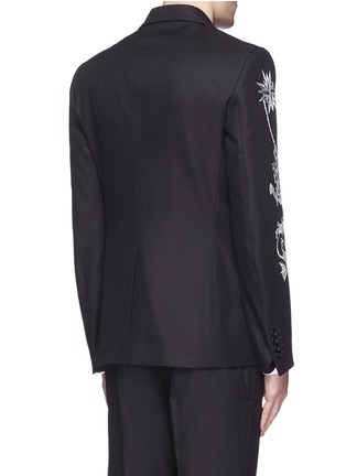 Back View - Click To Enlarge - ALEXANDER MCQUEEN - Tattoo embroidery peak lapel cavalry twill blazer