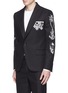 Front View - Click To Enlarge - ALEXANDER MCQUEEN - Tattoo embroidery peak lapel cavalry twill blazer