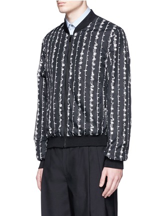 Front View - Click To Enlarge - ALEXANDER MCQUEEN - Barb wire print bomber jacket