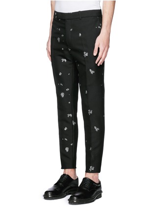 Front View - Click To Enlarge - ALEXANDER MCQUEEN - Mending jacquard cotton-wool pants