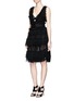 Figure View - Click To Enlarge - ALEXANDER MCQUEEN - Shredded ruffle V-neck tiered knit dress
