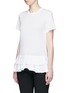 Front View - Click To Enlarge - ALEXANDER MCQUEEN - Pleat tiered hem  cotton T-shirt