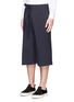 Front View - Click To Enlarge - ALEXANDER MCQUEEN - Oversize pleat front cotton-silk gabardine cropped pants