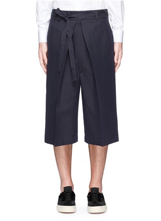Main View - Click To Enlarge - ALEXANDER MCQUEEN - Oversize pleat front cotton-silk gabardine cropped pants