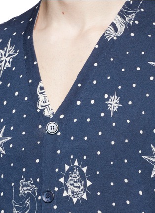 Detail View - Click To Enlarge - ALEXANDER MCQUEEN - Nautical polka dot print cotton-silk cardigan