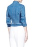 Back View - Click To Enlarge - ALEXANDER MCQUEEN - Frayed colourblock cropped denim band jacket