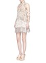 Figure View - Click To Enlarge - ALEXANDER MCQUEEN - Medieval floral print ruffle trim silk dress