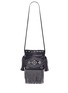 Back View - Click To Enlarge - SAINT LAURENT - 'Helena' small stud fringe leather bucket bag