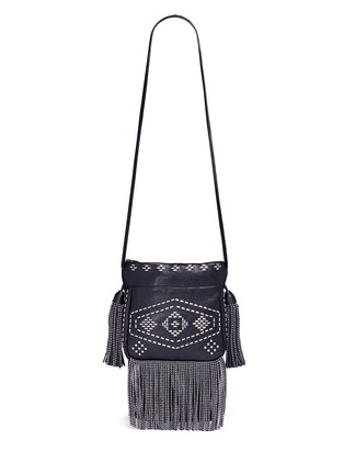 Main View - Click To Enlarge - SAINT LAURENT - 'Helena' small stud fringe leather bucket bag