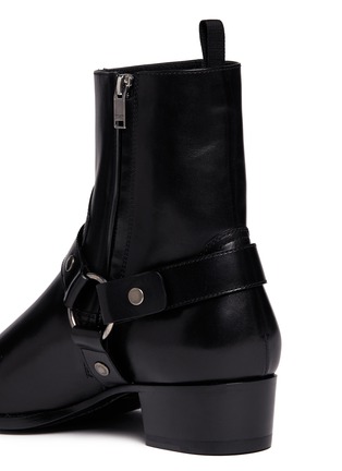 Detail View - Click To Enlarge - SAINT LAURENT - 'Wyatt 40' harness leather boots