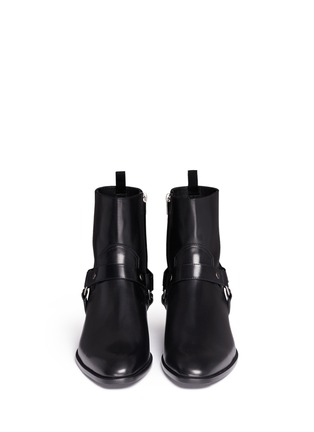 Front View - Click To Enlarge - SAINT LAURENT - 'Wyatt 40' harness leather boots