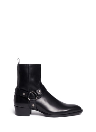 Main View - Click To Enlarge - SAINT LAURENT - 'Wyatt 40' harness leather boots