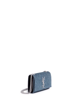 Front View - Click To Enlarge - SAINT LAURENT - 'Classic Kate Monogram' small denim chain satchel