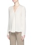 Front View - Click To Enlarge - THEORY - 'Meniph' silk georgette long sleeve top