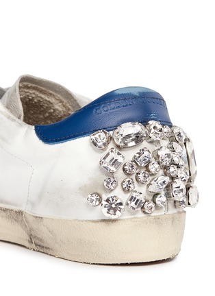 Detail View - Click To Enlarge - GOLDEN GOOSE - 'Superstar' crystal heel worn effect leather sneakers