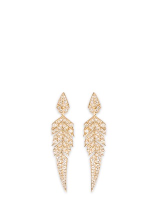Main View - Click To Enlarge - STEPHEN WEBSTER - 'Magnipheasant' diamond 18k rose gold feather drop earrings