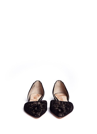 Figure View - Click To Enlarge - SAM EDELMAN - 'Riley' velvet lace leather combo d'Orsay flats
